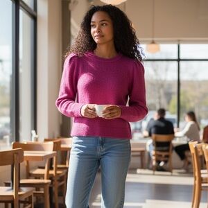 LOFT Fuchsia Crewneck Sweater